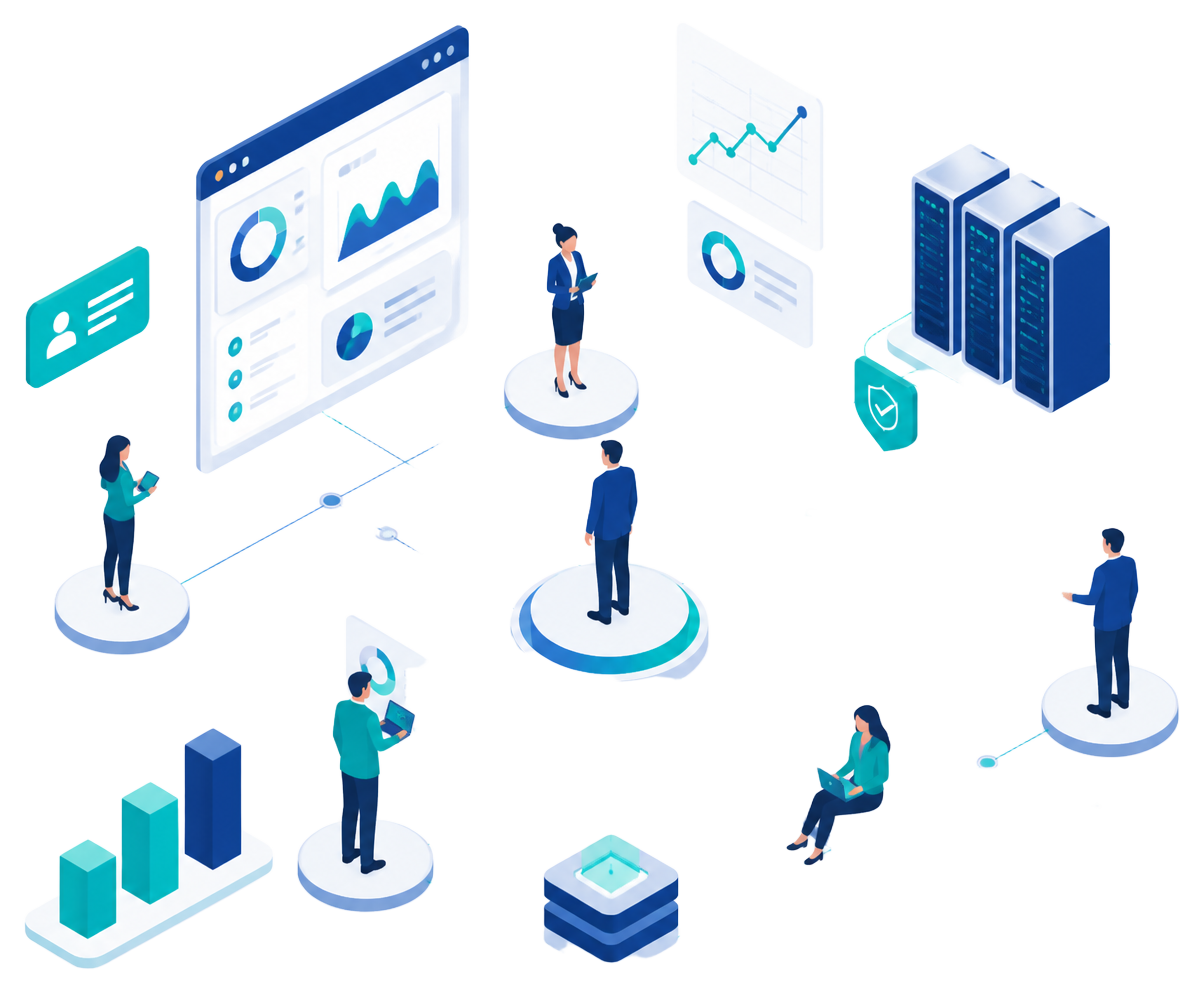 Enterprise workforce and infrastructure illustration